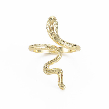 Snake Shape Rack Plating Alloy Cuff Rings, Open Rings, Cadmium Free & Lead Free, Light Gold, US Size 7 1/4(17.5mm)