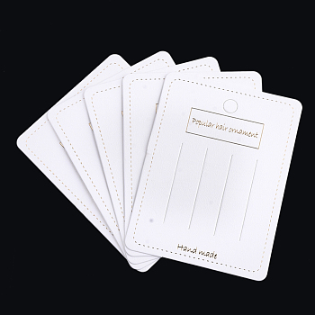 Cardboard Display Cards, Used For Hair Barrettes, Rectangle, White, 10x7.45x0.04cm, Hole: 7.5mm
