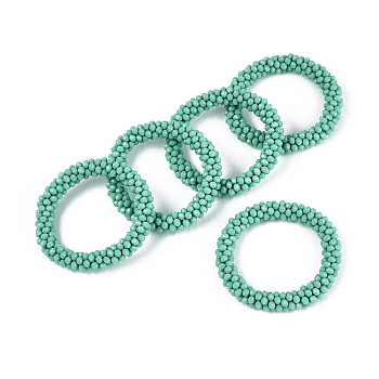 Faceted Opaque Glass Beads Stretch Bracelets, Torsade Bracelets for Men Women, Rondelle, Medium Turquoise, Inner Diameter: 2 inch(5cm)