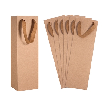 Kraft Paper Bags Liquor Bags, Rectangle, BurlyWood, 10.9x9x34.8cm