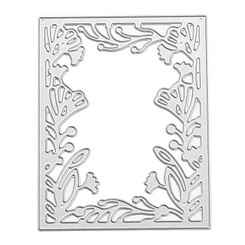 Frame Carbon Steel Cutting Dies Stencils, for DIY Scrapbooking/Photo Album, Decorative Embossing DIY Paper Card, Floral, Matte Platinum Color, 75x95mm