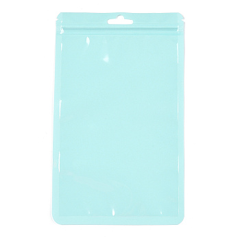 Macaron Color Plastic Yin-yang Zip Lock Bags, Resealable Bags, Self Seal Bags, Top Seal, Rectangle, Pale Turquoise, 12x19.9x0.15cm, Unilateral Thickness: 2 Mil(0.05mm)