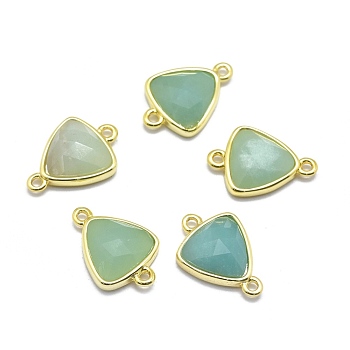 Natural Amazonite Links connectors, with Golden Tone Brass Findings, Triangle, Faceted, 17~18x11~13x4~6mm, Hole: 1.2mm