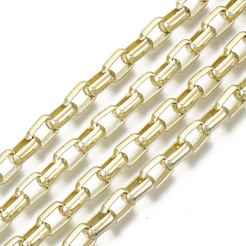 Unwelded Iron Box Chains, Venetian Chains, with Spool, Real 16K Gold Plated, Real 16K Gold Plated, 11.7x7.5x3.6mm, about 32.8 Feet(10m)/roll