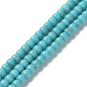 Natural Howlite Beads Strands, Dyed, Barrel, 6~6.5x5mm, Hole: 1mm, about 79pcs/strand, 15.51~15.55''(39.4~39.5cm)