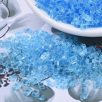 MIYUKI Half TILA Beads, Japanese Seed Beads, 2 Hole, (HTL148) Transparent Aqua, 5x2.3x1.9mm, Hole: 0.8mm, about 250pcs/10g