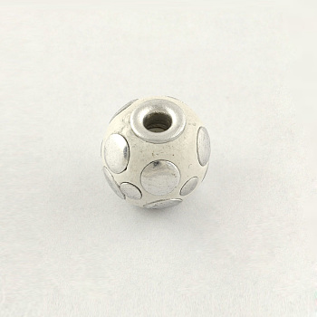 Handmade Indonesia Round Beads, with Silver Metal Color Double Alloy Core, White, 14mm, Hole: 3mm