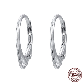 Rhodium Plated 925 Sterling Silver Leverback Earrings, with 925 Stamp, Platinum, 17x11x2mm, Hole: 1x3mm, Pin: 1mm