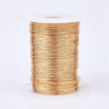 Eco-Friendly Round Copper Wire, Copper Beading Wire for Jewelry Making, Long-Lasting Plated, Real 18K Gold Plated, 26 Gauge, 0.4mm, about 1706.03 Feet(520m)/500g