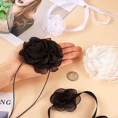4 pcs 4 styles tissu et polyester collier de fleurs colliers ras du cou ensemble pour les femmes mariée fête de mariage(AJEW-TA0001-27)-4