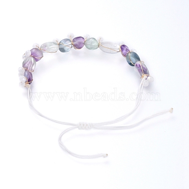 Bracelets réglables en perle tressée en fluorite naturelle(BJEW-JB05162-05)-3