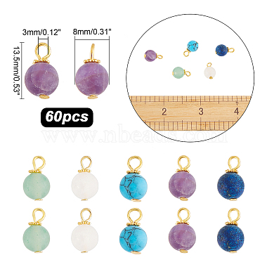 60Pcs Frosted Natural & Synthetic Gemstone Charms(FIND-FH0004-55)-2