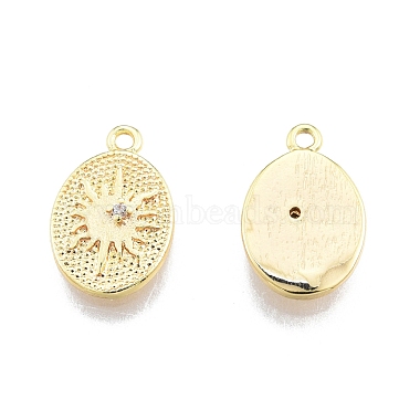 Real 18K Gold Plated Clear Oval Brass+Cubic Zirconia Charms