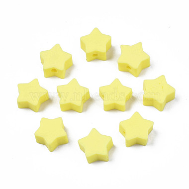Yellow Star Polymer Clay Beads