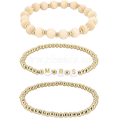 Blanched Almond Word Wood Bracelets