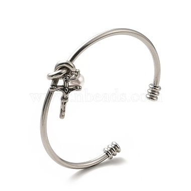 Breloques perles et croix en acrylique bracelet manchette ouvert(BJEW-P283-01P)-3