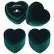 Caja para guardar anillos de pareja de cartón recubierta de terciopelo en forma de corazón(CON-WH0087-81A)-1