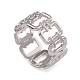 304 Stainless Steel Hollow Rectangle Open Cuff Rings for Women(RJEW-G285-61P)-1