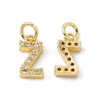 Real 18K Gold Plated Brass Micro Pave Clear Cubic Zirconia Charms, Cadmium Free & Nickel Free & Lead Free, with Jump Ring, Letter.Z, 11.5x6x2.5mm, Hole: 3.4mm(KK-E068-VB452-Z)