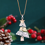 Christmas Tree Alloy Pendant Necklaces for Women, Platinum & Golden, 17.72 inch(45cm)(WG3F9DA-02)
