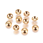 PVD Vacuum Plating 304 Stainless Steel Bead Caps, Apetalous, Half Round, Real 18K Gold Plated, 6x2mm, Hole: 0.8mm(STAS-I120-34-G)
