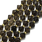 Natural Smoky Quartz Beads Strands, Faceted, Rhombus, 8~8.5x8~8.5mm, Hole: 1mm, about 37pcs/strand, 15.35''(39cm)(G-I376-B26-01)