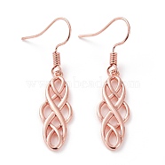 Brass Dangle Earrings, Trinity Knot/Triquetra, Rose Gold, 43mm, Pin: 0.6mm(EJEW-B002-05RG)
