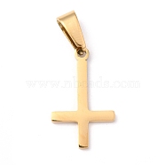 304 Stainless Steel Pendants, Cross, Golden, 20.5x12.5x1.5mm, Hole: 3.5x7mm(STAS-Z018-15G)