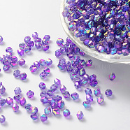 Bicone AB Color Plated Eco-Friendly Transparent Acrylic Beads, Dark Orchid, 6x6mm, Hole: 1mm(X-TACR-A003-6mm-21)