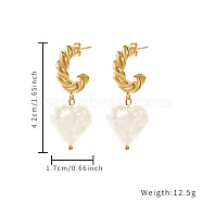 Heart Stainless Steel with Imitation Pearl Gold Plated Earrings(JZ8355-1)