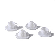Plastic Tea Cup & Plate Miniature Ornaments, Micro Landscape Home Dollhouse Accessories, Pretending Prop Decorations, White, 25mm(PW-WG58236-02)