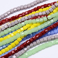 Faceted Cube Glass Bead Strands, Mixed Color, 5.5x5.5x5.5mm, Hole: 1mm, about 94pcs/strand, 20.4 inch(EGLA-E041-5mm-M1)