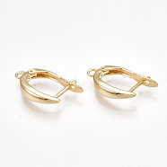 Brass Hoop Earring Findings with Latch Back Closure, Nickel Free, Real 18K Gold Plated, 21x12x3.5mm, Hole: 1.5mm, Pin: 1mm(KK-S350-072G)