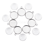 DIY Pendants Making, 304 Stainless Steel Pendant Cabochon Settings and Half Round Clear Glass Cabochons, Stainless Steel Color, Tray: 16mm, 21.5x17.5x2mm, Hole: 2mm, 1pc/set, 16x8mm, 1pc/set(DIY-X0292-97)