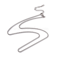 201 Stainless Steel Box Chain Necklace for Men Women, Stainless Steel Color, 17.72 inch(45cm)(NJEW-P268-A28-1X5)