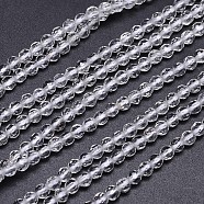Faceted Round Natural Quartz Crystal Bead Strands, 4mm, Hole: 1mm, about 93pcs/strand, 15.5 inch(G-L411-30-4mm)