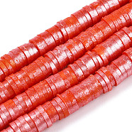 Handmade Polymer Clay Beads Strands, Pearlized, Disc/Flat Round, Heishi Beads, Orange Red, 6mm, Hole: 1.5mm, 15.75''(40cm)(CLAY-CJC0015-01E)