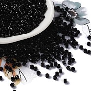 Baking Paint Glass Seed Beads, Cylinder, Black, 2.5x2mm, Hole: 1.4mm, about 45359pcs/pound(SEED-S042-15A-23)