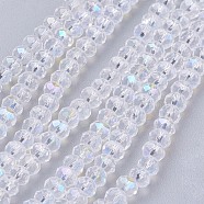 Electroplate Glass Bead Strands, AB Color, Faceted, Rondelle, Clear AB, 3x2mm, Hole: 0.5mm, about 140pcs/strand, 13 inch(EGLA-J047-3x2mm-AB03)