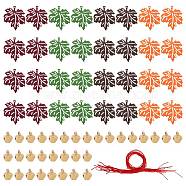 Autumn DIY Maple Leaf Tree Felt Hanging Ornaments, with Bell and Rope, for Home Thanksgiving Day Decoration, Mixed Color, 375x60x8.5mm, 16pcs/set(DIY-WH0407-04)