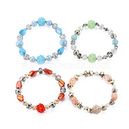 Faceted Glass Beads Stretch Bracelets, Womens Fashion Flower Shape Bracelets, Mixed Color, Inner Diameter: 1-7/8 inch(4.9cm)(BJEW-Q997-005-RS)