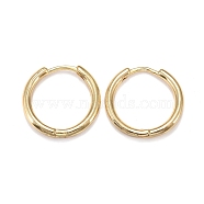 Brass Huggie Hoop Earrings, Long-Lasting Plated, Ring, Real 18K Gold Plated, 16.5~17x2mm, Pin: 0.9mm(EJEW-K083-29G)