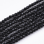 Electroplate  Opaque Solid Color Glass Beads Strands, Faceted, Round, Black, 2x2x2mm, Hole: 0.5mm, about 198pcs/strand, 14.57 inch(37cm) (X-EGLA-N002-03A)