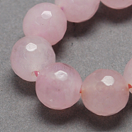 Natural Jade Bead Strands, Dyed, Faceted, Round, Pink, 8mm, Hole: 1mm, about 48pcs/strand, 14.9 inch(G-R166-8mm-01)