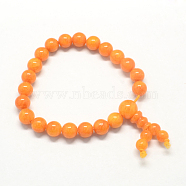 Buddha Meditation Yellow Jade Beaded Stretch Bracelets, Dark Orange, 50mm, 21pcs/strand(X-BJEW-R041-8mm-03)
