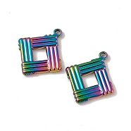 Ion Plating(IP) 304 Stainless Steel Pendants, Rhombus Charm, Rainbow Color, 17x15.5x1.7mm, Hole: 1.2mm(STAS-I673-03MC)