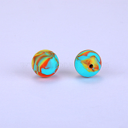 Printed Round Silicone Focal Beads, Colorful, 15x15mm, Hole:2mm(SI-JX0056A-70)