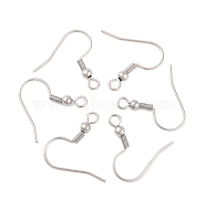 Tarnish Resistant Earrings Findings Original Color 304 Stainless Steel Earring Hooks, with Horizontal Loop, Size: about 15mm wide, 20mm long, 3mm thick, hole: 2mm(X-STAS-H011)