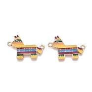 Rack Plating Alloy Enamel Colorful Mexican Donkey Connector Charms, Cinco de Mayo Pinata Links, Golden, 18x25.5x1.5mm, Hole: 1.6mm(ENAM-N056-350G)