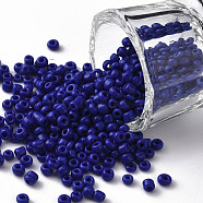 (Repacking Service Available) Glass Seed Beads, Opaque Colours Seed, Small Craft Beads for DIY Jewelry Making, Round, Blue, 8/0, 3mm, about 12g/bag(SEED-C019-3mm-48)